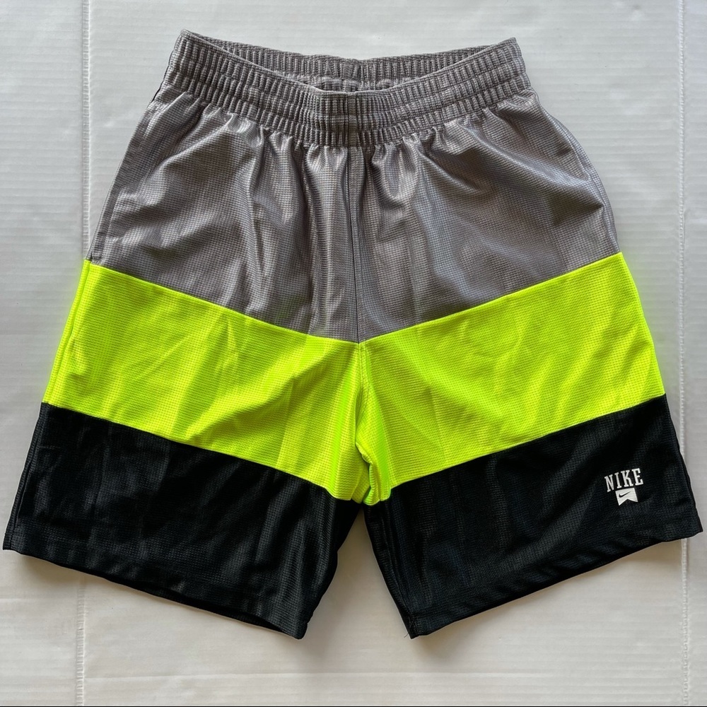Nike Gray, Neon Yellow, and Black Athletic Shorts